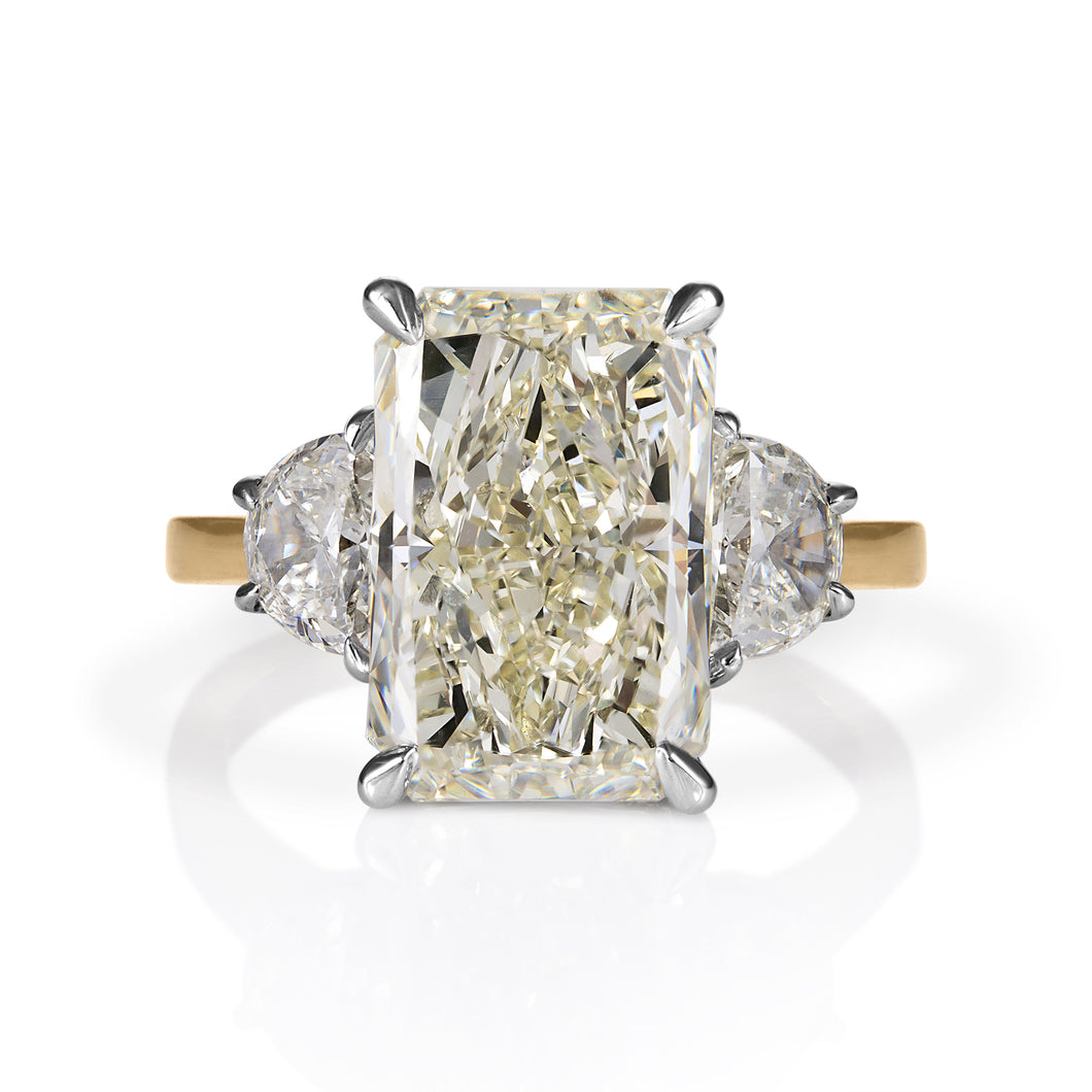 GIA 6.04ct Estate Vintage Radiant Diamond Engagement Wedding 18k Yellow Gold Platinum Ring