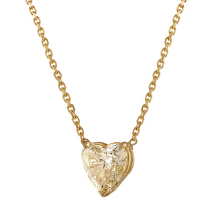 Reserved GIA 2.07ct Estate Vintage Heart Diamond Pendant Necklace in 18k Yellow Gold