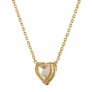 Reserved GIA 2.07ct Estate Vintage Heart Diamond Pendant Necklace in 18k Yellow Gold