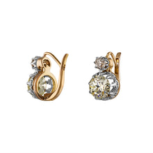 Load image into Gallery viewer, Victorian GIA 5.21ct Old European Diamond Dangling Platinum 18K Rose Gold Earrings