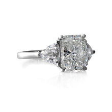 Load image into Gallery viewer, GIA 4.01CT Estate Vintage Radiant Diamond 3 Stone Engagement Wedding Platinum Ring