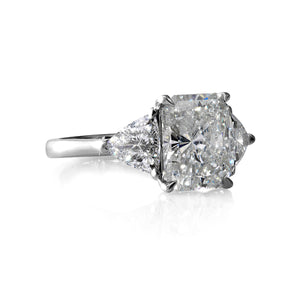 GIA 4.01CT Estate Vintage Radiant Diamond 3 Stone Engagement Wedding Platinum Ring