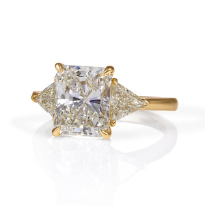 GIA 3.57ct Estate Vintage Radiant Diamond Engagement Wedding 18k Yellow Gold Ring