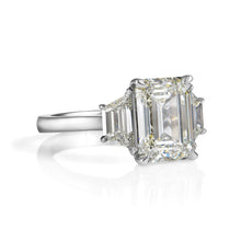 Load image into Gallery viewer, GIA 5.01ct Estate Vintage Emerald cut Diamond 3 Stone Engagement Wedding Platinum Ring