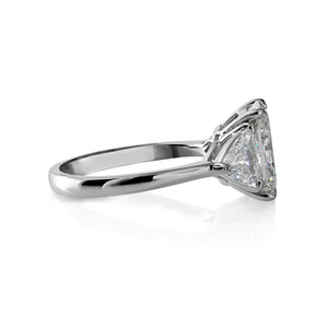 GIA 4.01CT Estate Vintage Radiant Diamond 3 Stone Engagement Wedding Platinum Ring