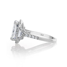 Load image into Gallery viewer, Reserved GIA 7.58ctw Estate Radiant Cut &amp; Trapezoids  Diamond Engagement Halo 18kWG Ring