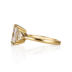 GIA 3.57ct Estate Vintage Radiant Diamond Engagement Wedding 18k Yellow Gold Ring