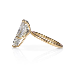 GIA 5.31ct Estate Vintage Pear Diamond Solitaire Engagement Wedding 18k Yellow Gold Platinum Ring