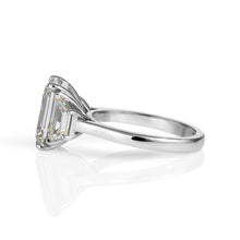 Load image into Gallery viewer, GIA 5.01ct Estate Vintage Emerald cut Diamond 3 Stone Engagement Wedding Platinum Ring