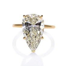 Load image into Gallery viewer, GIA 5.31ct Estate Vintage Pear Diamond Solitaire Engagement Wedding 18k Yellow Gold Platinum Ring