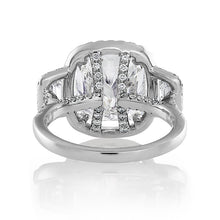 Load image into Gallery viewer, Reserved GIA 7.58ctw Estate Radiant Cut &amp; Trapezoids  Diamond Engagement Halo 18kWG Ring