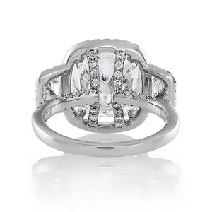 Reserved GIA 7.58ctw Estate Radiant Cut & Trapezoids  Diamond Engagement Halo 18kWG Ring