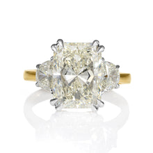 Load image into Gallery viewer, GIA 5.79ct Estate Vintage Radiant Diamond Three-stone Engagement Wedding Ring Plat/18k YG