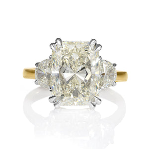 GIA 5.79ct Estate Vintage Radiant Diamond Three-stone Engagement Wedding Ring Plat/18k YG