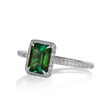 Load image into Gallery viewer, Reserved 1.57ct Estate Vintage Green Tourmaline Diamond Engagement Wedding Ring Platinum