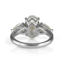 Load image into Gallery viewer, GIA 4.54ct Estate Vintage Oval Diamond 3 Stone Engagement Wedding Platinum Ring