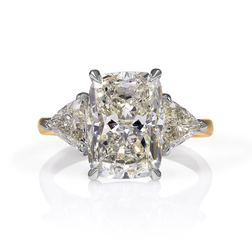 GIA 5.06ct Estate Vintage Cushion Diamond Engagement Wedding 18k Yellow Gold Platinum Ring