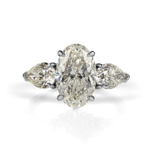 Load image into Gallery viewer, GIA 4.54ct Estate Vintage Oval Diamond 3 Stone Engagement Wedding Platinum Ring