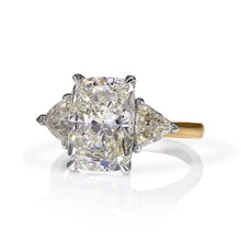 Load image into Gallery viewer, GIA 5.06ct Estate Vintage Cushion Diamond Engagement Wedding 18k Yellow Gold Platinum Ring