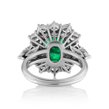 Load image into Gallery viewer, GIA 6.0ct Vintage Colombian Green Emerald Diamond Cluster Engagement Wedding 18k White Gold Ring