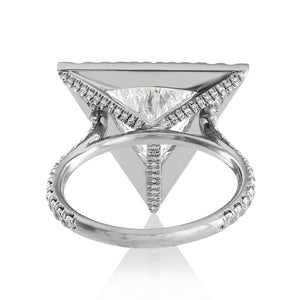 GIA 4.01ct Estate Vintage Trillion Diamond Halo Engagement Wedding Platinum Ring