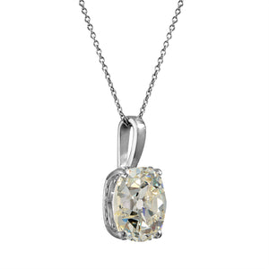 GIA 3.32ct Antique Vintage Old Mine Cushion Diamond Pendant 14k White Gold