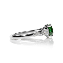 Load image into Gallery viewer, GIA 4.52ct Green Tsavorite Diamond Three Stone Engagement Wedding Platinum Ring