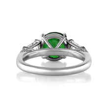 Load image into Gallery viewer, GIA 4.52ct Green Tsavorite Diamond Three Stone Engagement Wedding Platinum Ring