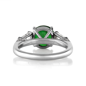 GIA 4.52ct Green Tsavorite Diamond Three Stone Engagement Wedding Platinum Ring