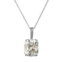 Load image into Gallery viewer, GIA 3.32ct Antique Vintage Old Mine Cushion Diamond Pendant 14k White Gold