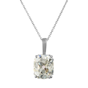 GIA 3.32ct Antique Vintage Old Mine Cushion Diamond Pendant 14k White Gold