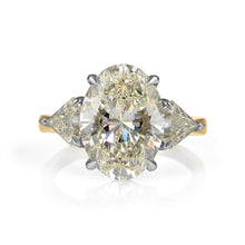 Load image into Gallery viewer, GIA Shy 6ct Estate Vintage Oval Diamond Engagement Wedding 18k YG Platinum Ring