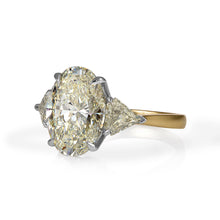 Load image into Gallery viewer, GIA Shy 6ct Estate Vintage Oval Diamond Engagement Wedding 18k YG Platinum Ring