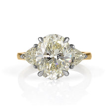 Load image into Gallery viewer, GIA Shy 5ct Estate Vintage Oval Diamond Engagement Wedding 18k YG Platinum Ring