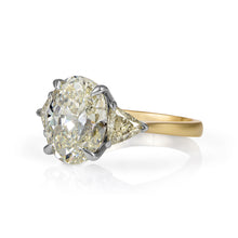 Load image into Gallery viewer, GIA Shy 5ct Estate Vintage Oval Diamond Engagement Wedding 18k YG Platinum Ring