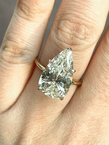 GIA 5.31ct Estate Vintage Pear Diamond Solitaire Engagement Wedding 18k Yellow Gold Platinum Ring